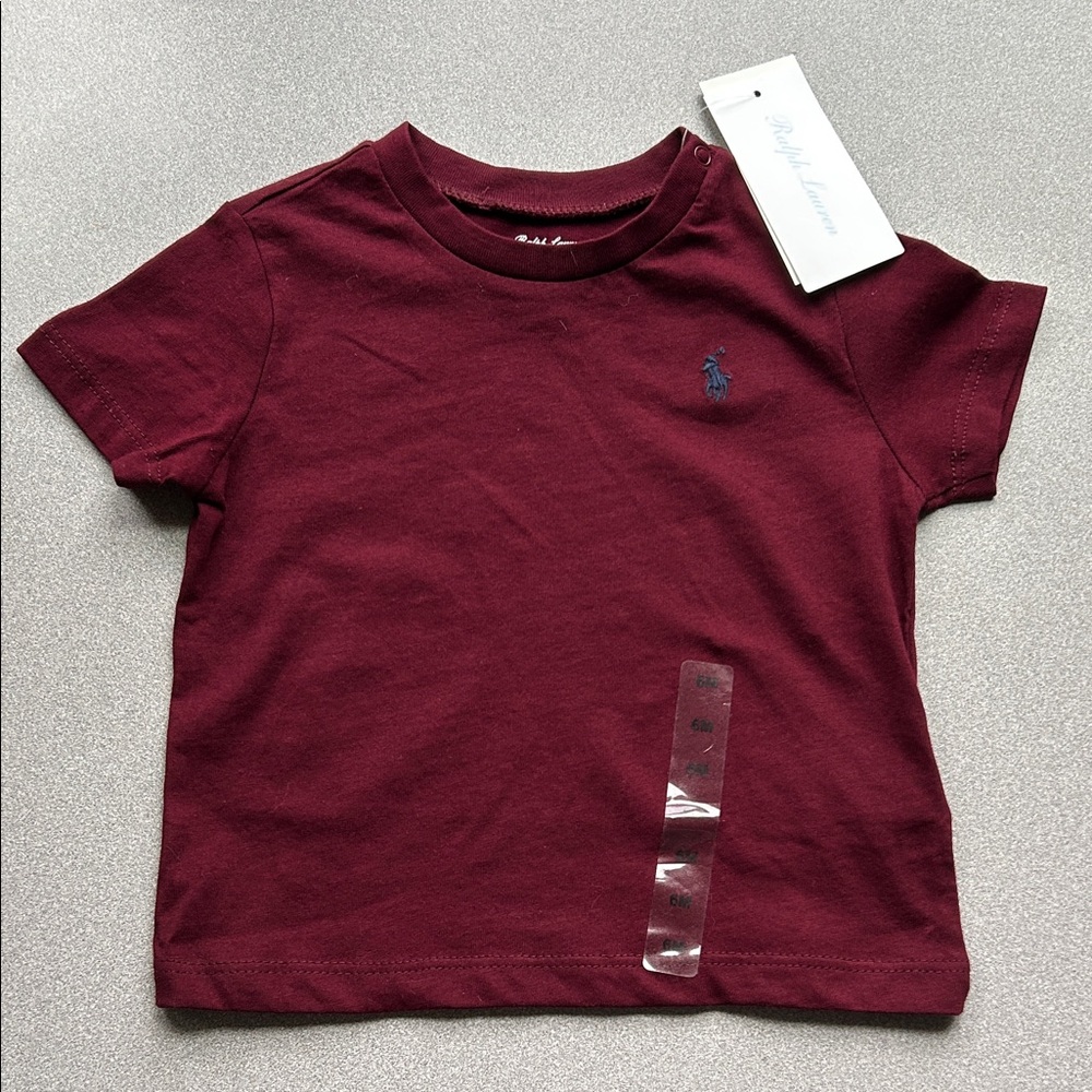 NWT Ralph Lauren Kids Short-Sleeve Tee - Deep Burgundy with Navy Pony
